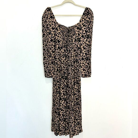 Reformation Sigmund Square Neck Midi Dress In Leopard Blitz Print - Picture 7 of 9